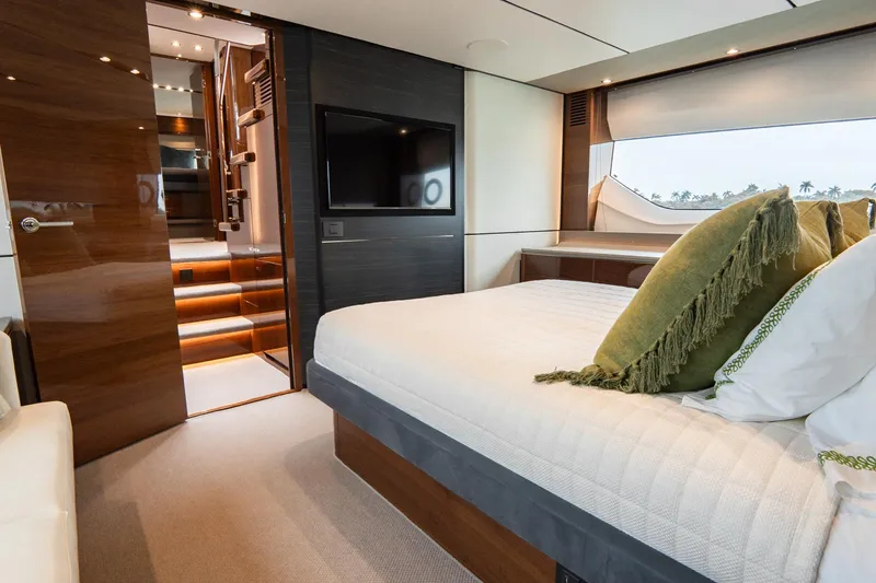 Slide: The Image of Luxurious interior of 2017 Princess S65 yacht with elegant bedroom and modern amenities. - 25