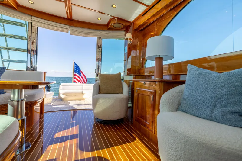 Slide: The Image of Luxurious interior of 2014 Hinckley Talaria 48 Flybridge yacht with ocean view. - 20