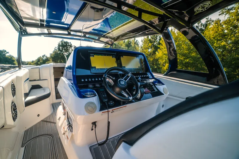 Slide: The Image of Modern helm of 2020 Concept 44' Cuddy Cabin boat with advanced navigation system. - 40