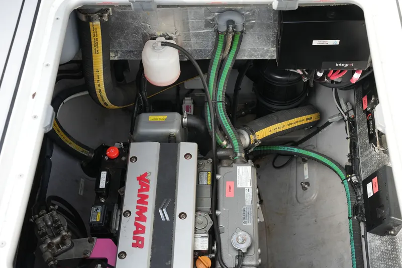 Slide: The Image of Engine compartment of a 2022 Balance 482 with Yanmar engine and integrated systems. - 79
