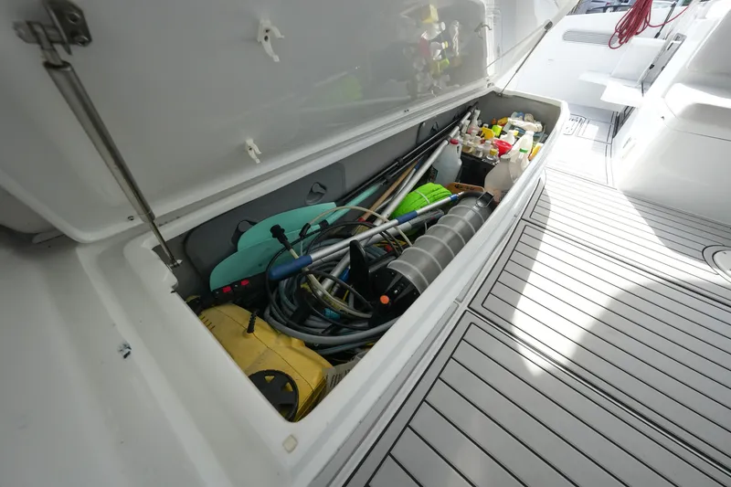 Slide: The Image of Storage compartment on Balance 482 yacht, filled with equipment and supplies, 2022 model. - 72