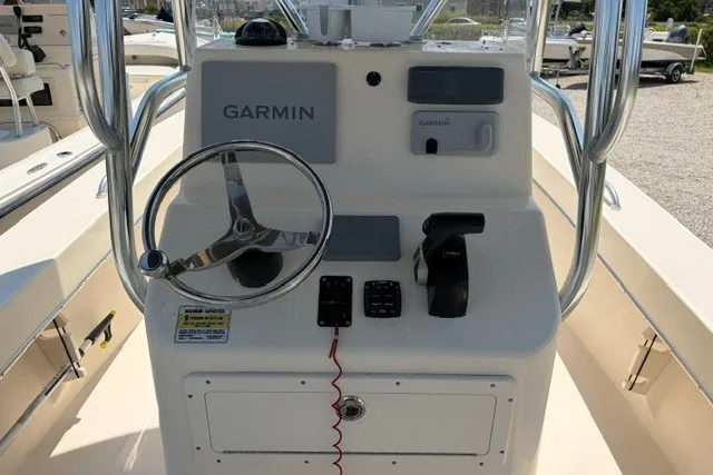 Slide: The Image of 2022 Jones Brothers Cape Fisherman 20 boat console with Garmin navigation system. - 3