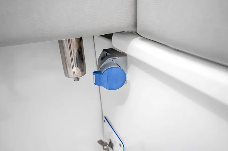 Slide: The Image of Blue valve under sink in 2025 Solace 37CS boat interior. - 80