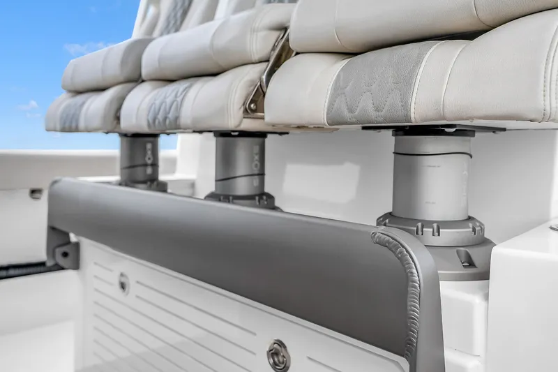 Slide: The Image of Luxury seating on 2025 Solace 37CS boat, showcasing modern design and comfort. - 53