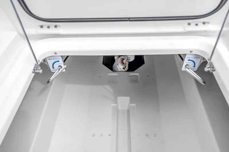 Slide: The Image of Interior view of 2025 Solace 37CS boat compartment with seacock controls. - 83