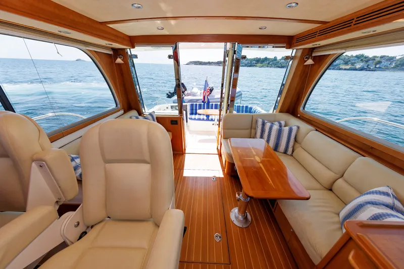 Slide: The Image of Luxurious interior of 2013 Sabre 42 Salon Express yacht with ocean view. - 30