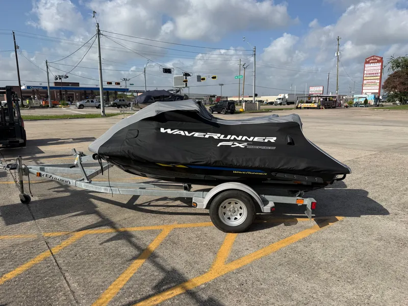Slide: The Image of Yamaha WaveRunner FX Limited SVHO 2022 on a trailer with a cover. - 6