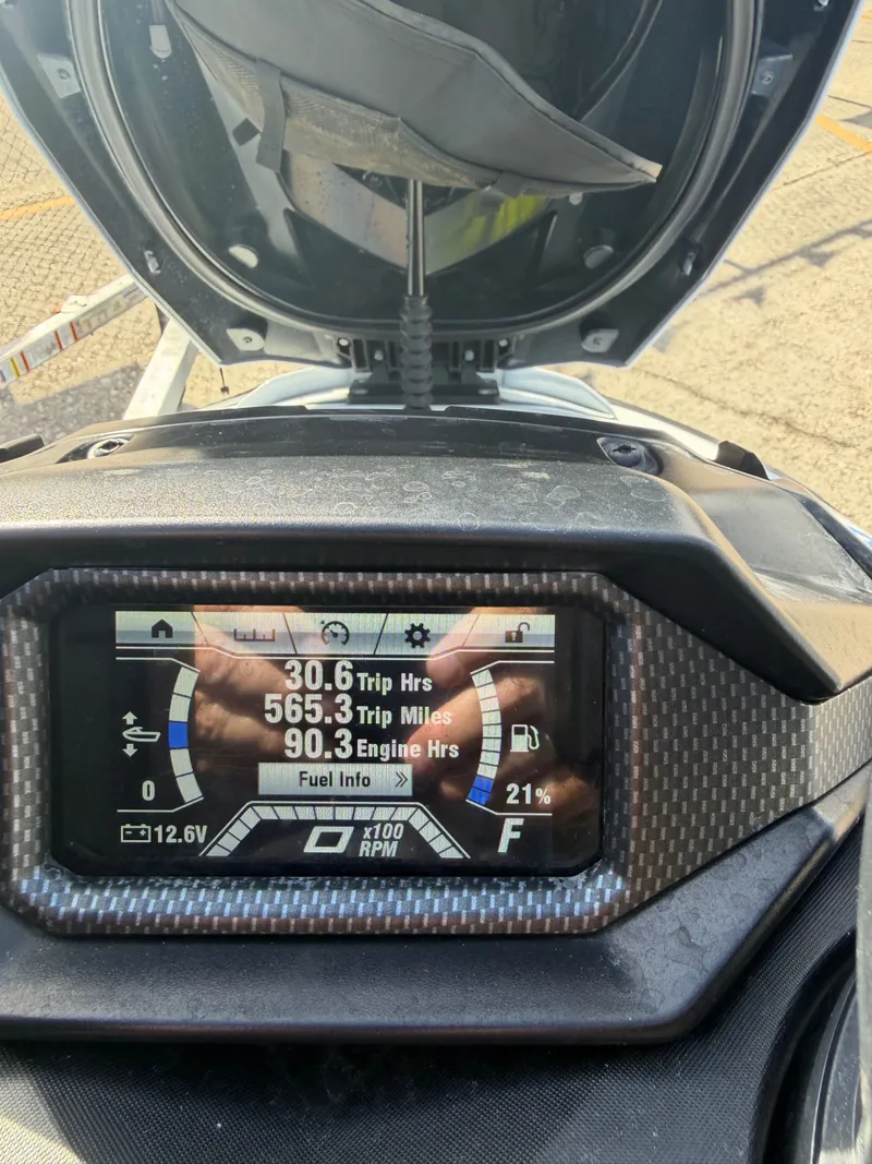 Slide: The Image of Close-up of a 2022 Yamaha WaveRunner FX Limited SVHO dashboard with digital displays. - 17