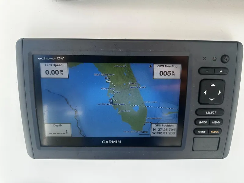 Slide: The Image of Garmin GPS display on 2016 NauticStar 22 XS Offshore boat, showing Florida map. - 30