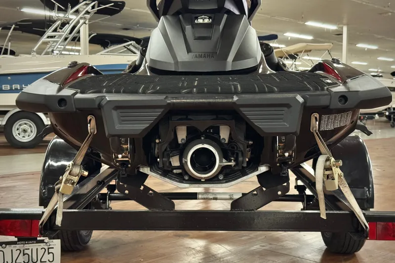 Slide: The Image of 2024 Yamaha WaveRunner VX Limited on trailer, rear view in showroom setting. - 5