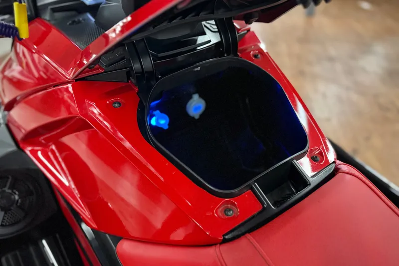 Slide: The Image of 2024 Yamaha WaveRunner VX Limited, red storage compartment detail. - 11