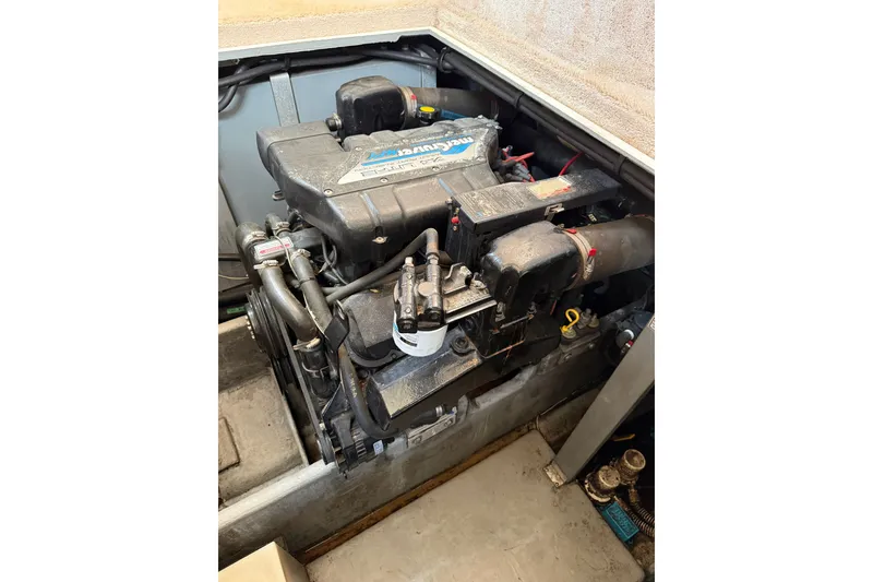 Slide: The Image of Engine compartment of a 1997 Sea Ray 370 Aft Cabin boat. - 52