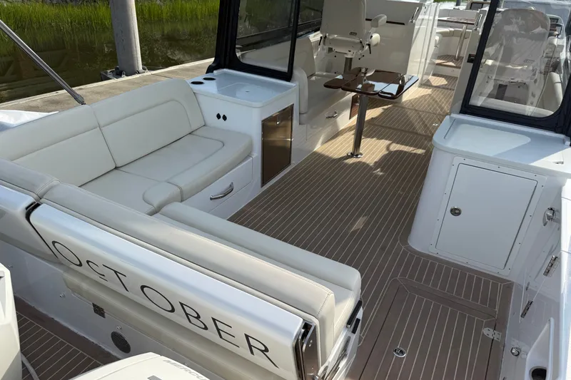 Slide: The Image of 2024 MJM Yachts MJM 3 interior with sleek seating and modern design. - 15