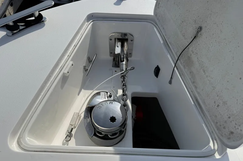Slide: The Image of Anchor locker of 2024 MJM Yachts MJM 3, featuring chain and windlass. - 41