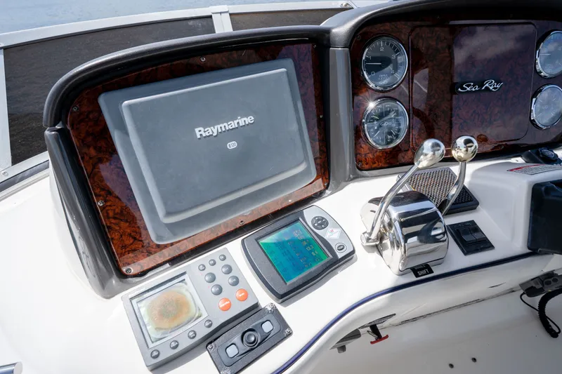 Slide: The Image of Control panel of a 2006 Sea Ray 44 Sedan Bridge with Raymarine navigation system. - 20