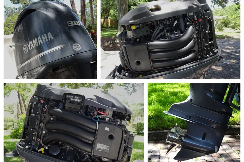 Slide: The Image of Yamaha 300 outboard engine details on a 2021 Sea Fox 248 Commander boat. - 20