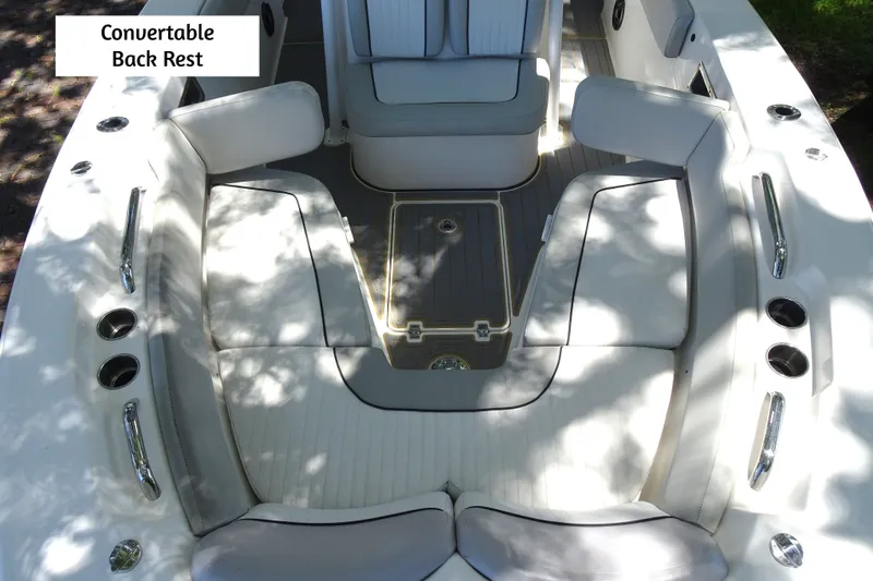 Slide: The Image of 2021 Sea Fox 248 Commander boat interior with convertible backrest seating. - 9