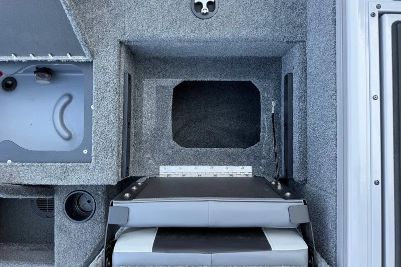 Slide: The Image of Interior view of 2027 Tracker Targa V-18 Combo boat storage compartment. - 19