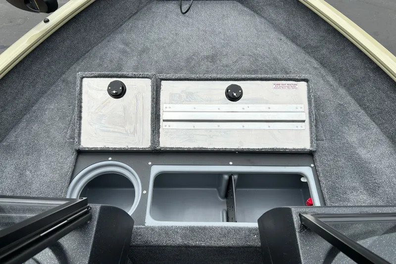 Slide: The Image of Interior view of 2027 Tracker Pro Guide V-16 WT boat with storage compartments. - 13