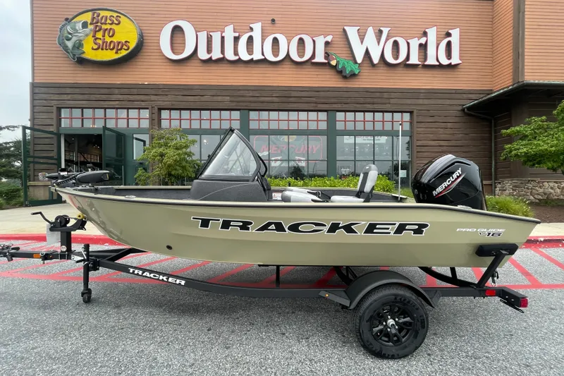 The Image of 2027 Tracker Pro Guide V-16 WT boat displayed at Bass Pro Shops Outdoor World. - 0
