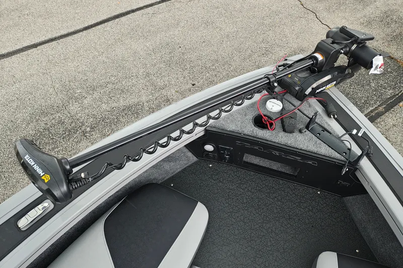 Slide: The Image of 2027 Tracker Targa V-18 Combo boat with Minn Kota trolling motor on deck. - 39