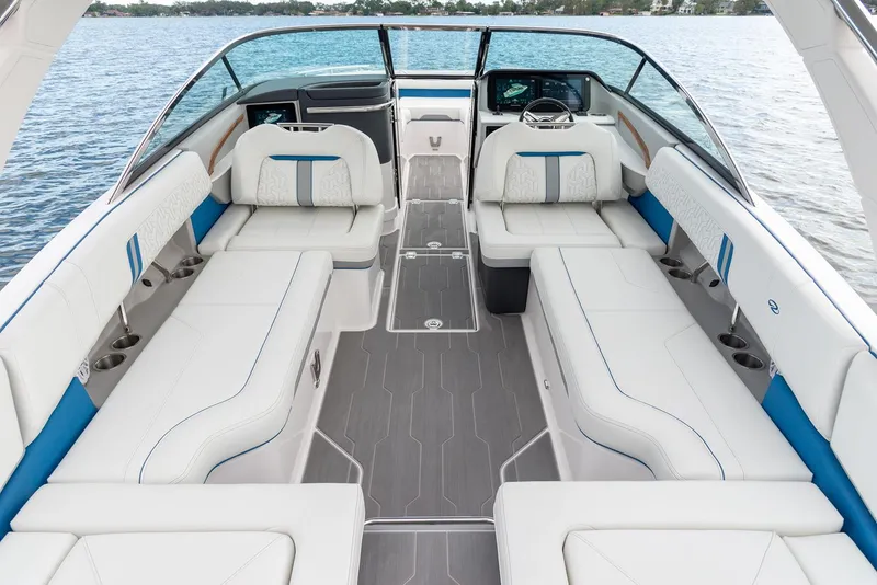 Slide: The Image of Manufacturer Provided Image: Luxurious 2026 Regal LS9 boat interior with spacious white seating and modern design. - 4