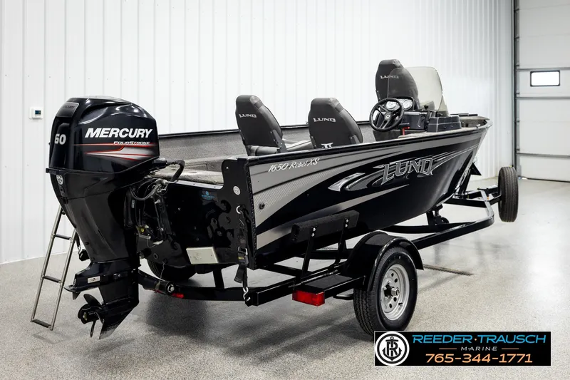 Slide: The Image of 2017 Lund 1650 Rebel XS SS boat with Mercury 60 FourStroke engine in showroom. - 4