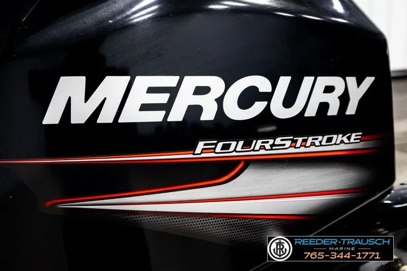 Slide: The Image of Mercury FourStroke engine on 2017 Lund 1650 Rebel XS SS boat, Reeder-Trausch Marine branding. - 38