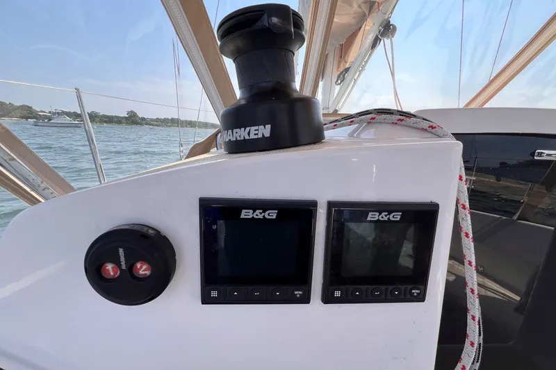 Slide: The Image of Cockpit of 2023 J Boats J/9 sailboat with B&G navigation displays and Harken equipment. - 26