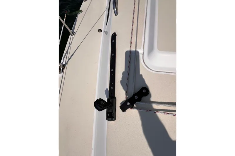Slide: The Image of Deck detail of 2023 J Boats J/9 sailboat, featuring rigging and hardware components. - 13