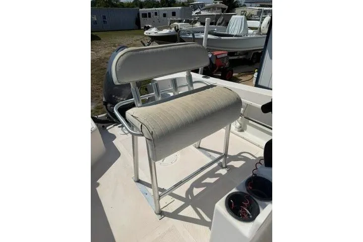 Slide: The Image of KenCraft 210 Sea King 2007 boat seat with cushioned backrest and metal frame. - 17
