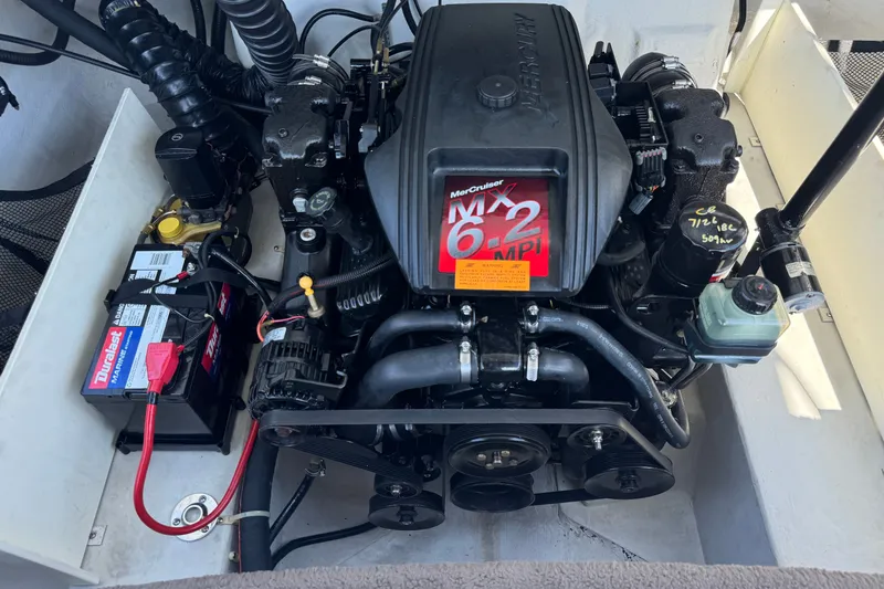 Slide: The Image of Engine compartment of a 2001 Cobalt 232 with MerCruiser MX 6.2 MPI engine. - 21