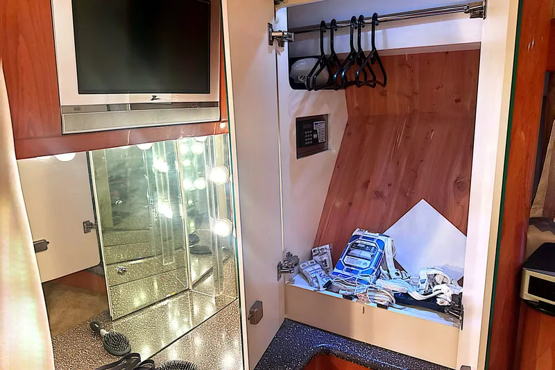 Slide: The Image of Interior of 2006 Formula 48 Yacht with closet, TV, and vanity mirror. - 61