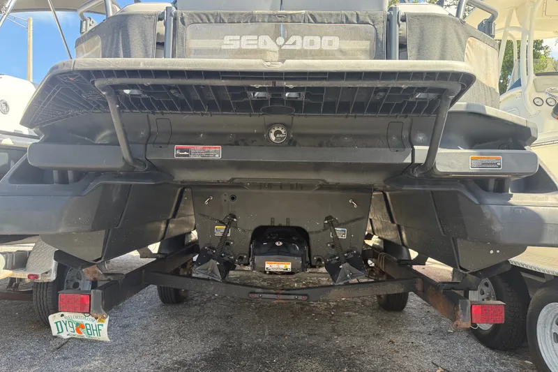 Slide: The Image of Rear view of a 2023 Sea-Doo Switch Cruise 21 on a trailer. - 5