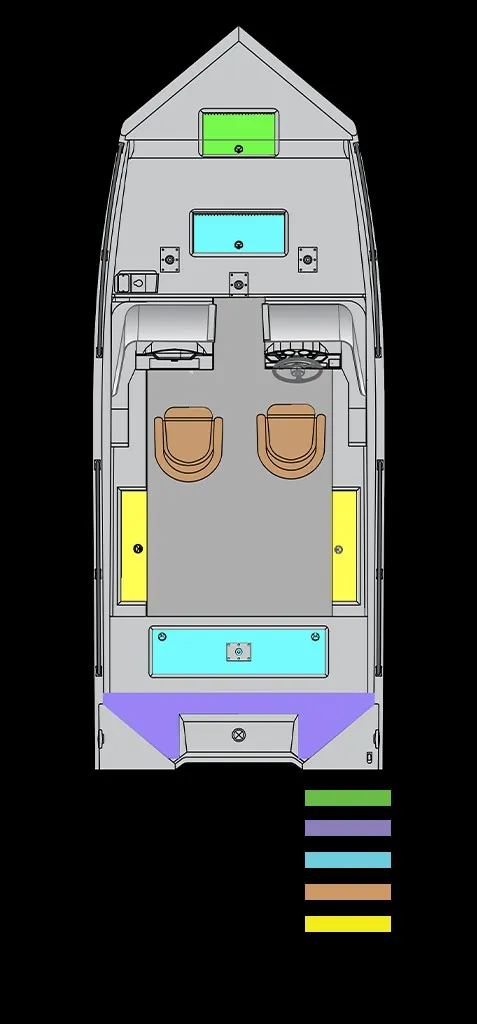 Slide: The Image of Diagram of the 2027 SeaArk ProCat 200 with seating and storage areas. - 33