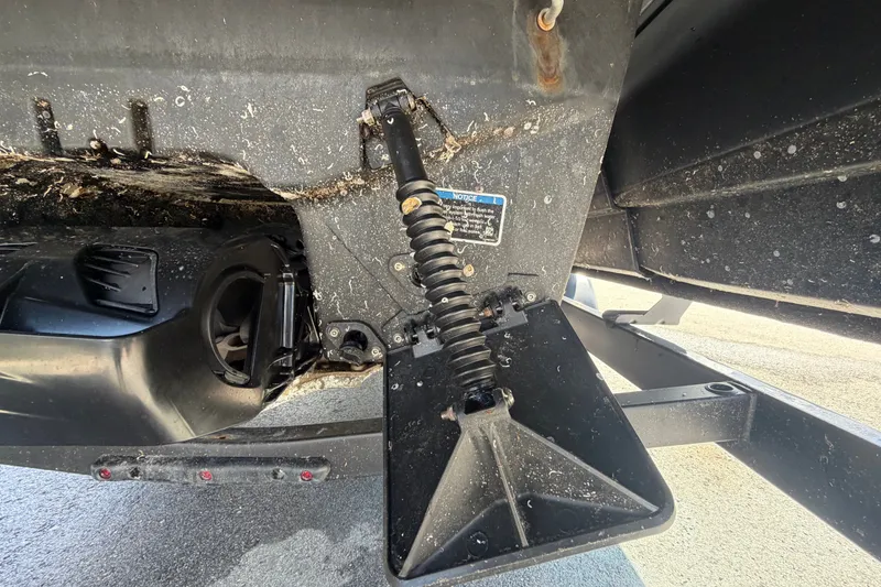 Slide: The Image of 2023 Sea-Doo Switch Cruise 21 underside showing suspension and hull details. - 5