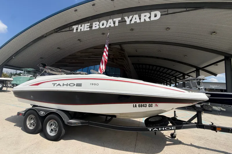Slide: The Image of Tahoe 1950 boat from 2017 on trailer at The Boat Yard. - 14