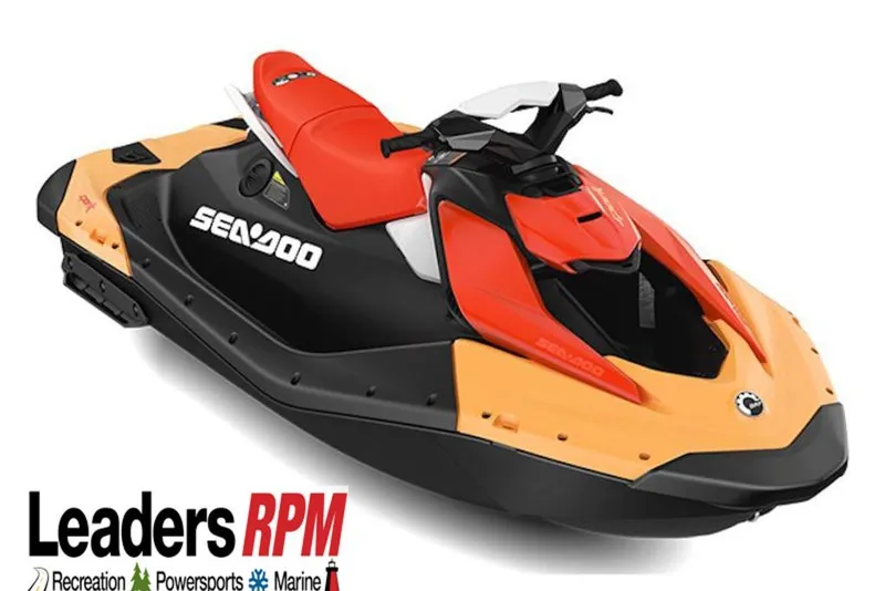 The Image of 2026 Sea-Doo Spark for 2, vibrant orange and black design, showcased by Leaders RPM. - 1