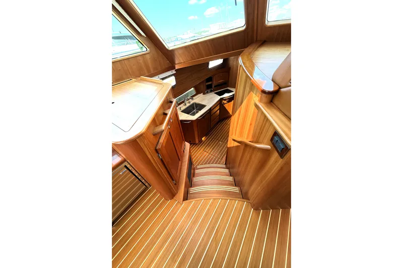 Slide: The Image of Interior of 2022 Sabre 48 Salon Express yacht with elegant wooden finishes. - 27