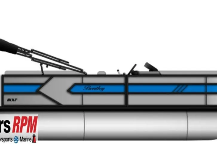 The Image of 2027 Bentley Pontoons 203 Bolt Tri-Toon with sleek design and blue accents. - 0