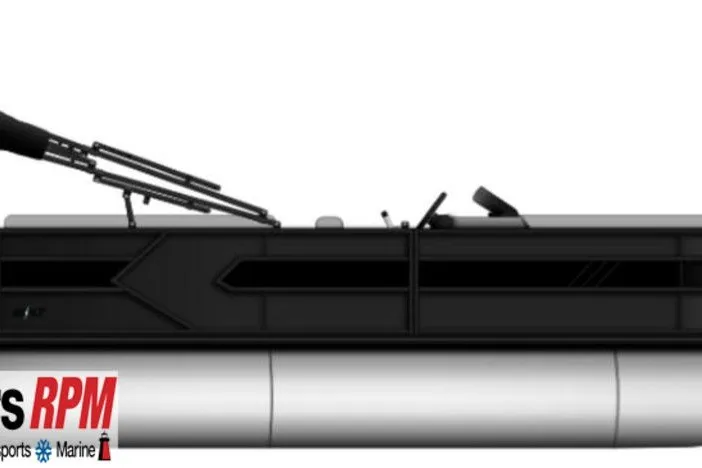 The Image of 2027 Bentley Pontoons 223 Bolt Tri-Toon, sleek black design, side view. - 0