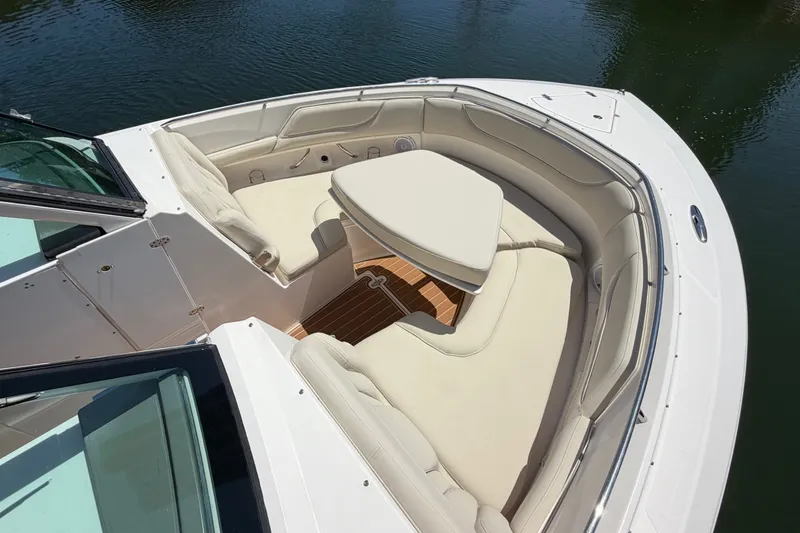 Slide: The Image of 2016 Pursuit DC 325 Dual Console boat with spacious seating and elegant design. - 50