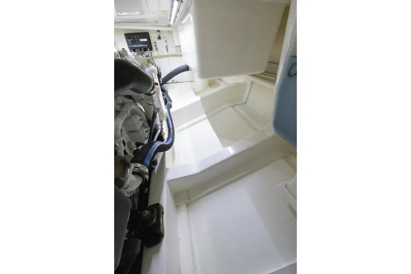 Slide: The Image of Engine room of 2010 Grand Banks 41 Heritage EU yacht, showcasing mechanical components. - 40