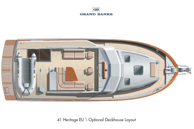 Slide: The Image of Top view of 2010 Grand Banks 41 Heritage EU yacht deck layout. - 47