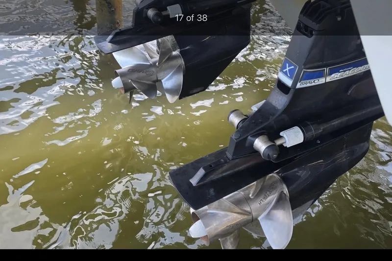 Slide: The Image of Propellers of a 2020 Formula 330 Crossover Bowrider I/O in water. - 24