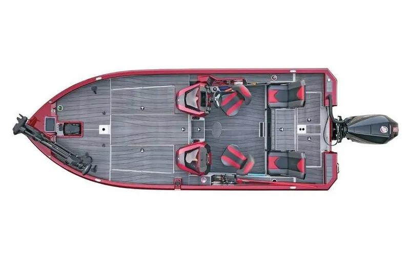 Slide: The Image of Manufacturer Provided Image: 2026 Vexus AVX 2085S boat, top view, red and gray interior, four seats, outboard motor. - 17