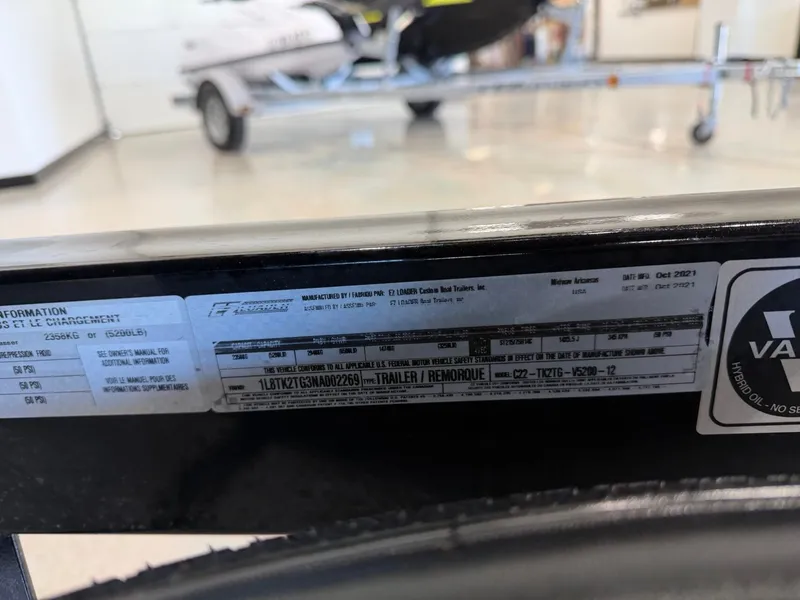Slide: The Image of Close-up of a boat trailer with labels and information. - 34