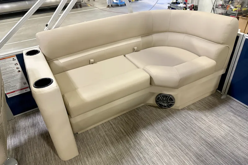 Slide: The Image of Luxurious seating on 2027 Godfrey EX 2086 SBX boat with cup holders and speaker. - 4