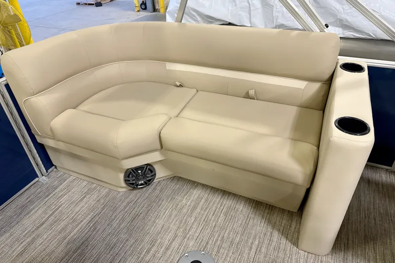 Slide: The Image of Beige seating on 2027 Godfrey EX 2086 SBX pontoon boat with cup holders and speaker. - 3