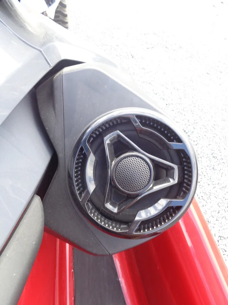 Slide: The Image of Close-up of a speaker on a Sea-Doo jet ski, model RXT-X 325 Tech Package, year 2024. - 15